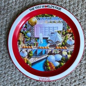 Coca Cola metal tray 1982 Worlds Fair